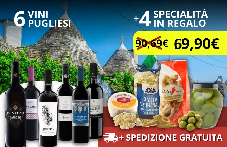 6 vini pugliesi + 4 omaggi + spedizione gratuita